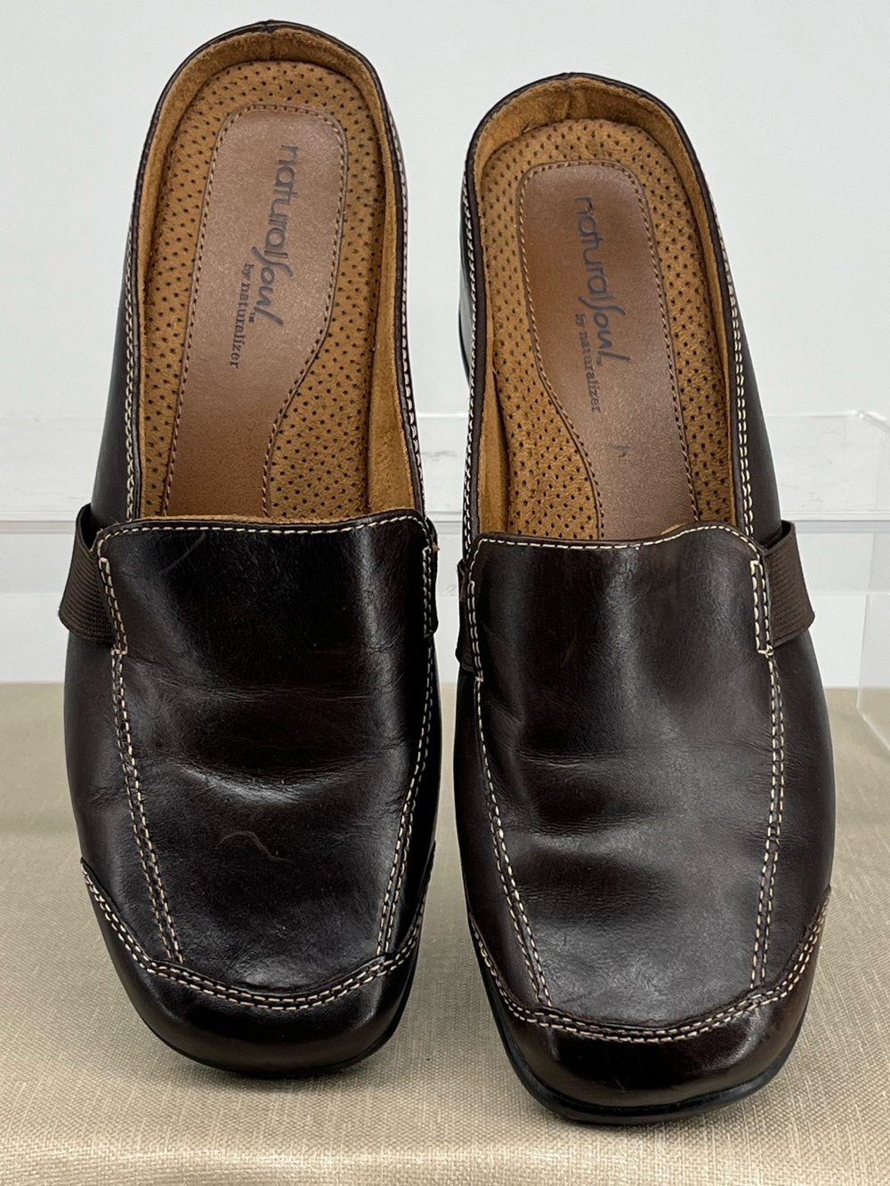 Natural Soul Women's Leather  Dark Brown Slip-On Loafers